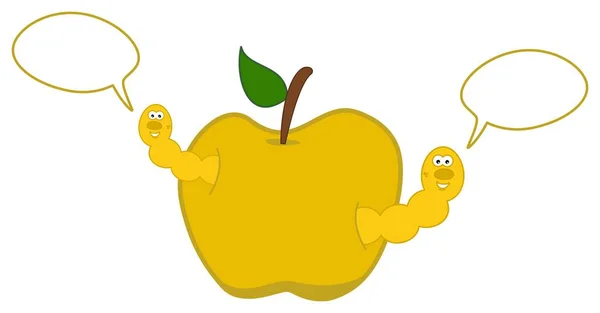 Juicy Fruit Yellow Apple Maggot Talking Bubble Vector —  Vetores de Stock
