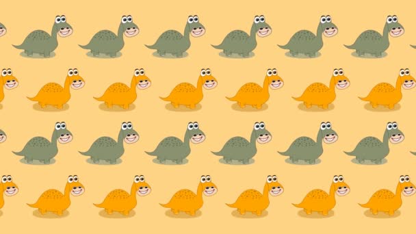 Animación Varios Dinosaurios Herbívoros Sobre Fondo Amarillo Verde Animación — Vídeos de Stock