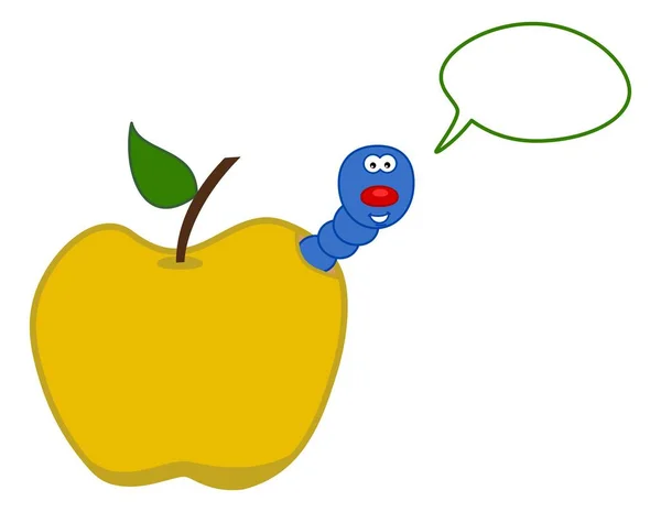 Juicy Fruit Yellow Apple Maggot Talking Bubble Vector — Stock Vector