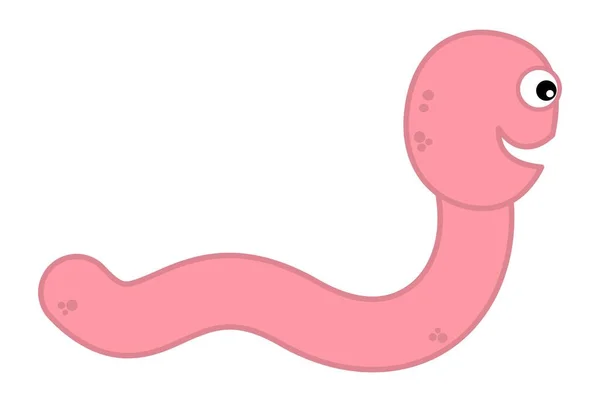 在白色背景上的一个笑着的粉红蠕虫 — 图库矢量图片