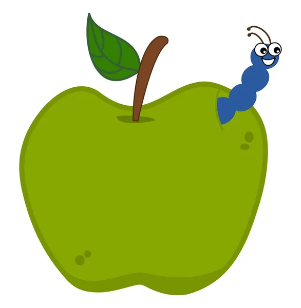 笑顔の青い磁石はジューシーな緑のリンゴから出てくる ベクトル — ストックベクタ