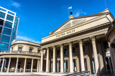 Teatro Solis opera house building at blue sky in Montevideo, Uru clipart