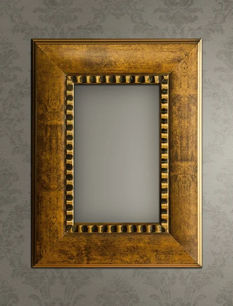 Wood picture frame on the wall — Stock Photo, Image
