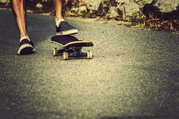 Skateboard voet close-up — Stockfoto