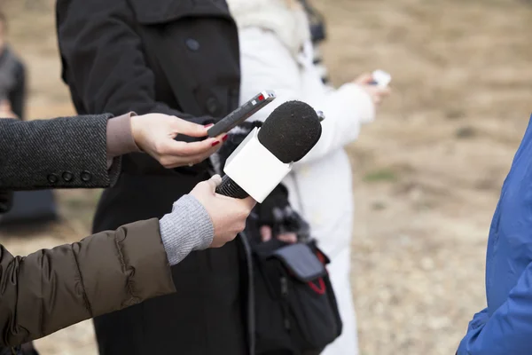 Media intervju — Stockfoto