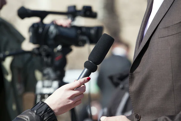 An interview for television — Stock Photo, Image