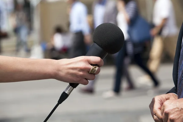 Media intervju — Stockfoto