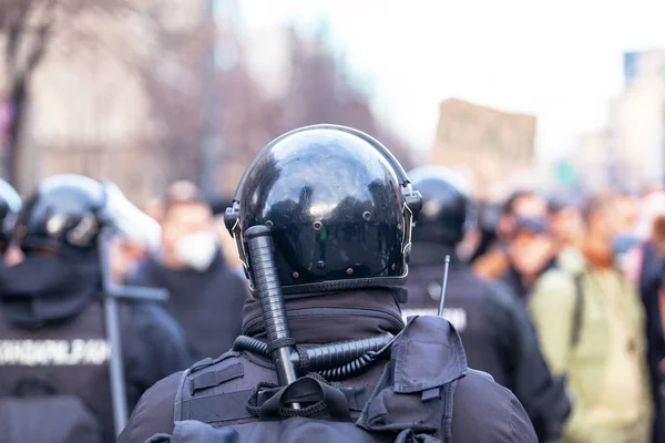 Bereitschaftspolizei Einsatz Bei Massenprotest Oder Demonstration — Stockfoto