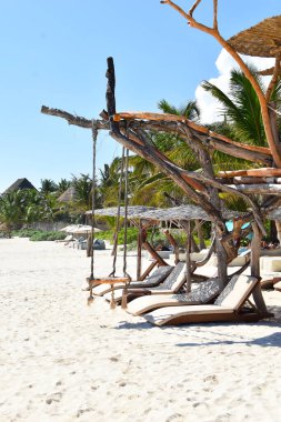Tropikal bölgelerde rahatlama yeri. Güneşli Asya 'da dinlen. Tropik yaz doğa manzarası.  