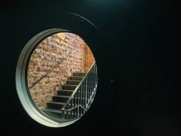 Viewing Window Door Window Prison Cell Light Hallway Door Detention — стоковое фото