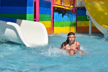 outdoor water park on the hotel territory on  sea.