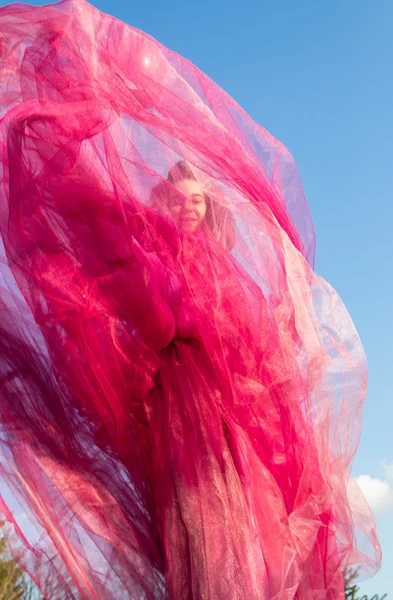 Girl with pink balloons — Stock Photo, Image