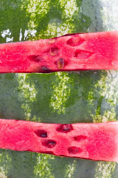 Slice of fresh red watermelon with heart isolated on white — Stock Photo, Image