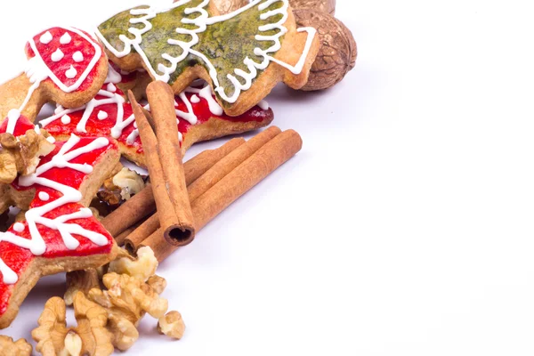 Kerstdecoratie, peperkoek cookies — Stockfoto