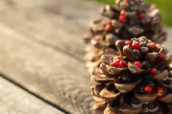 Christmas Decoration Over Wooden Background. Vintage — Stock Photo, Image