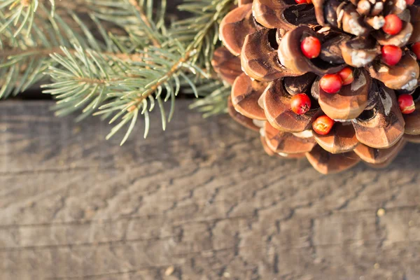 Decorazione di Natale su sfondo di legno. Vintage — Foto Stock