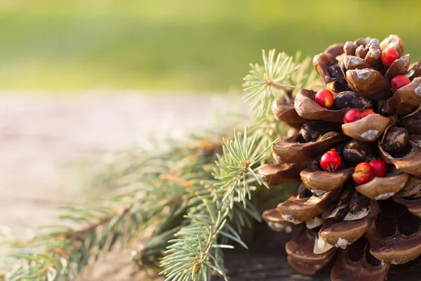 Christmas Decoration Over Wooden Background. Vintage — Stock Photo, Image