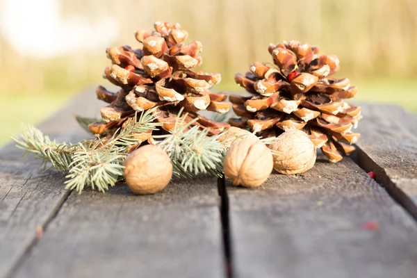 Decorazione di Natale su sfondo di legno. Vintage — Foto Stock