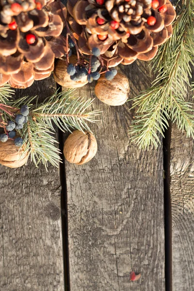 Christmas Decoration Over Wooden Background. Vintage — Stock Photo, Image
