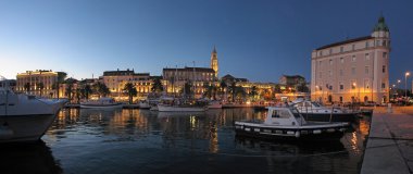 split, Hırvatistan, diocletian Sarayı gece görüş sahil kasabası