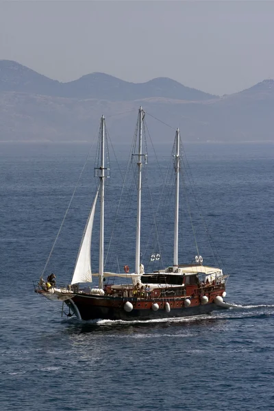 Old clipper sails somewhere on the adriatic sea — Stock Photo, Image