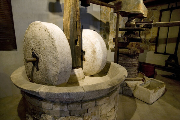 Old millstones on island Korcula in Croatia