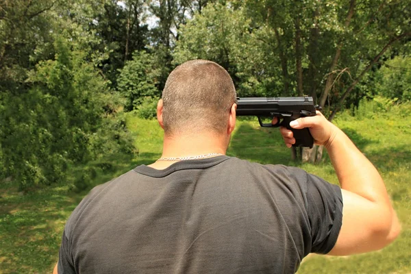 Sebevražedné, muž s pistolí — Stock fotografie