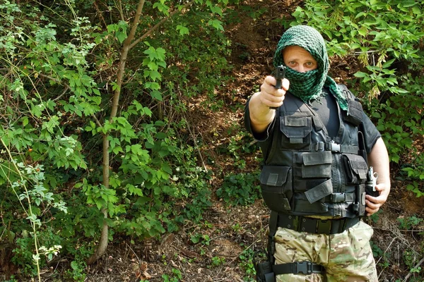 Special Forces soldier, armed terrorist — Stock Photo, Image