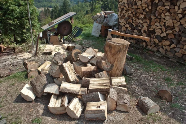 Drewno kominkowe, przygotowanie do zimy — Zdjęcie stockowe