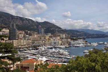 marina manzarası. Cote d'azur, dock lüks yat ziyarete monaco Prensliği