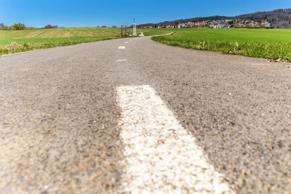 Bike Path Czech Countryside Road Cyclists Fields Village Lipuvka Czech — стокове фото