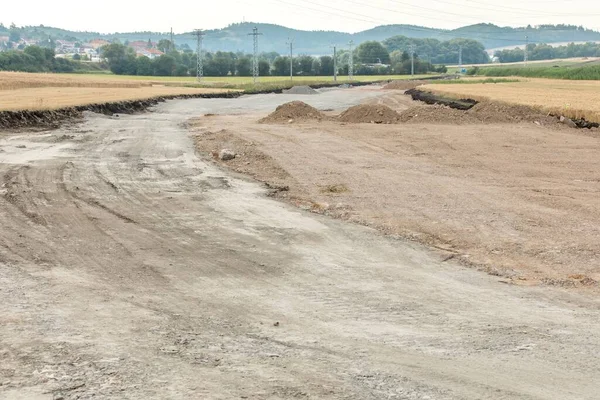 Будівництво Нової Дороги Чехії Поблизу Села Себін Місце Будівництва Доріг — стокове фото