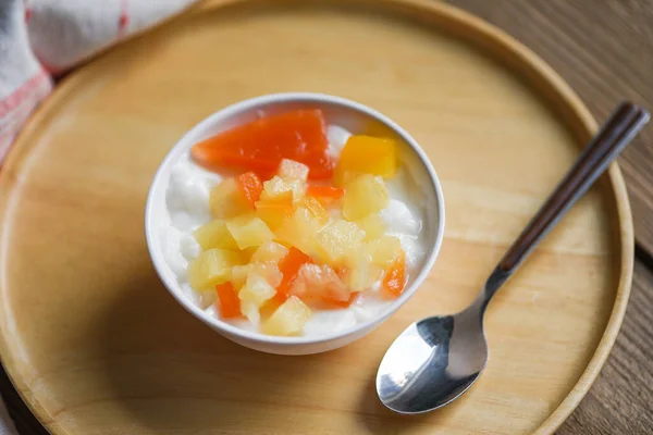 Tej Puding Gyümölcs Saláta Kínai Desszertek Stílus — Stock Fotó