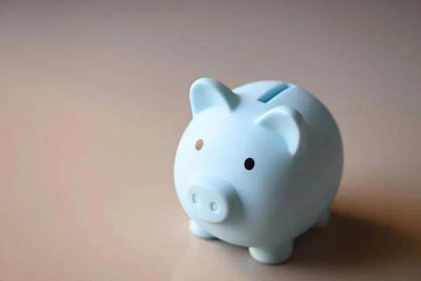 Piggy Bank Vloer Achtergrond Blauwe Spaarpot Spaargeld Voor Onderwijs Studie — Stockfoto