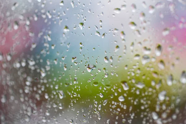 Raindrops Glass Window Rainy Season Water Drop Glass Background Nature — Photo