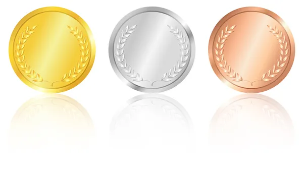 Medallas de oro, plata y bronce. — Vector de stock