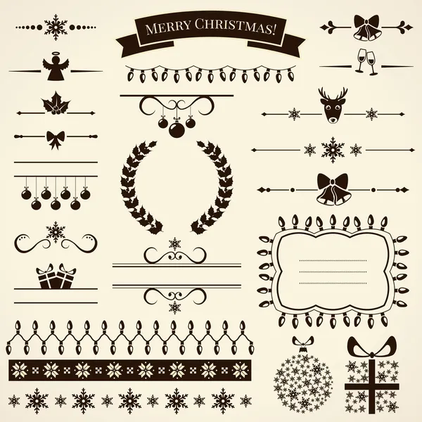Coleção de elementos de design de Natal. Ilustração vetorial . — Vetor de Stock
