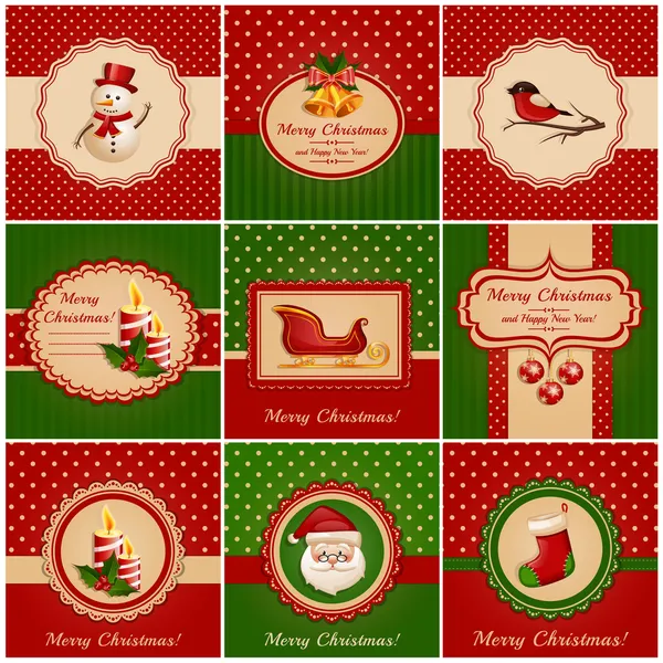 Χριστουγεννιάτικες κάρτες. εικονογράφηση φορέας. — Διανυσματικό Αρχείο