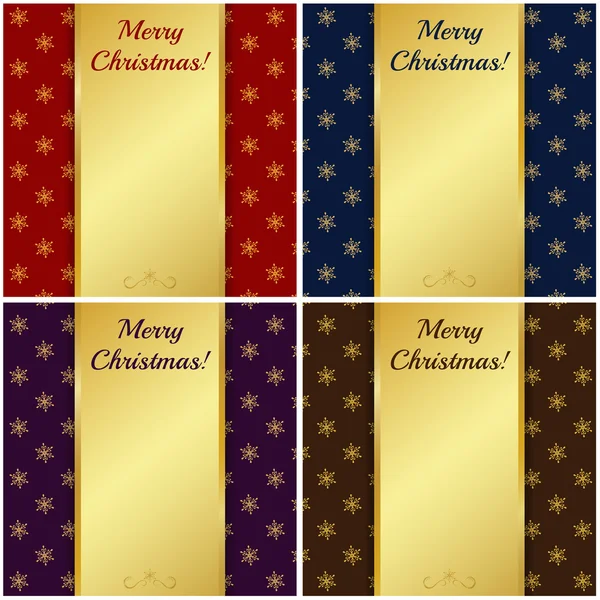 Christmas cards with gold banners. Vector illustration. — Stock Vector