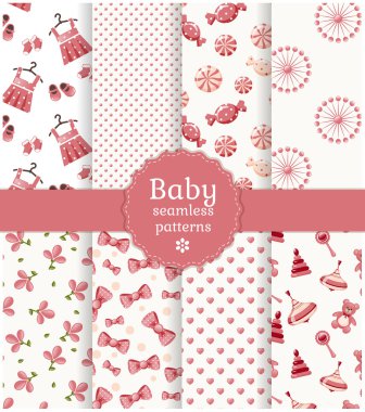 Bebek Dikişsiz desen. vektör set.