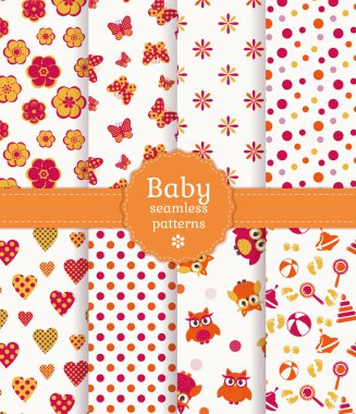 renkli bebek Dikişsiz desen. vektör set.