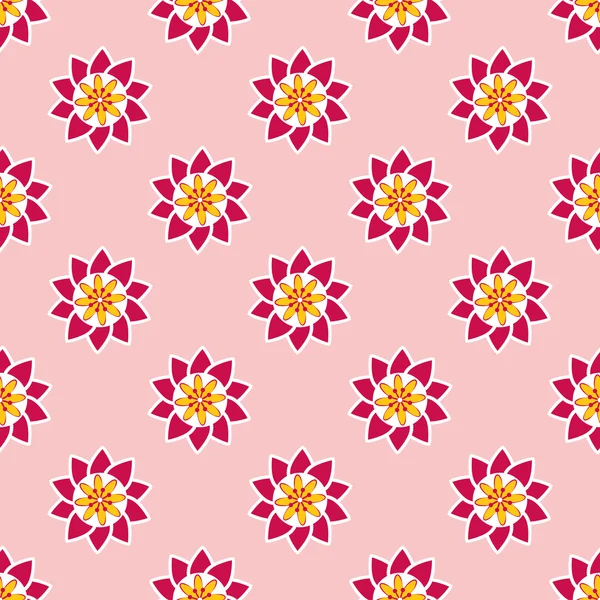 Seamless pattern with fancy pink flowers. — Stock Vector