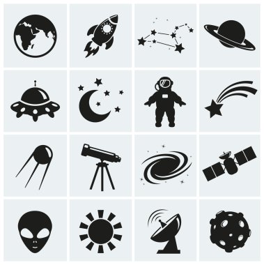 Uzay ve astronomi simgeler. vektör set.