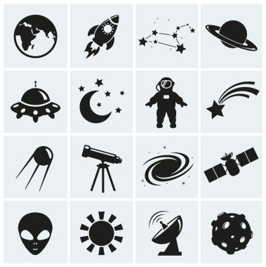 Space and astronomy icons. Vector set. clipart