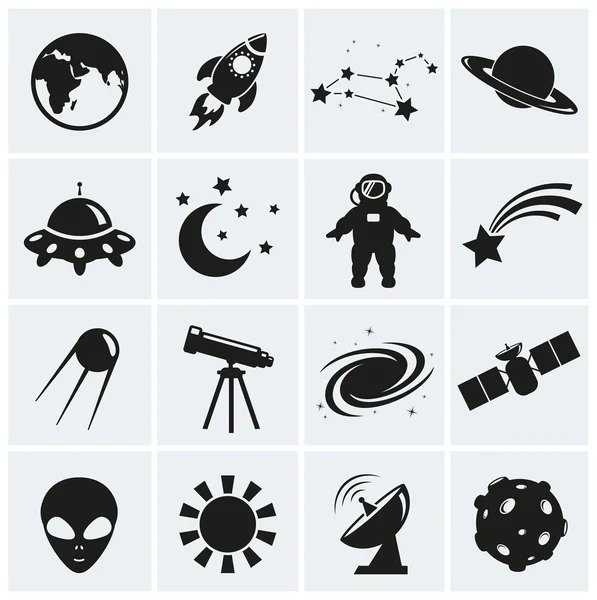 Space and astronomy icons. Vector set. — Stock Vector
