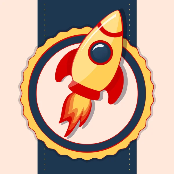 Card with space rocket. Vector illustration. — Stock Vector