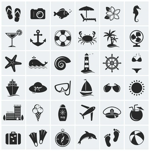 Reihe von Meer und Strand-Icons. Vektor-illustration. — Stockvektor