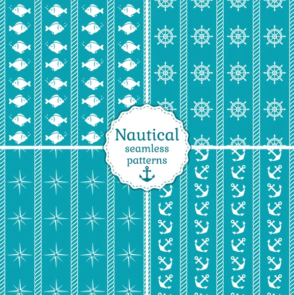 Nautische naadloze patronen. vector-collectie. — Stockvector