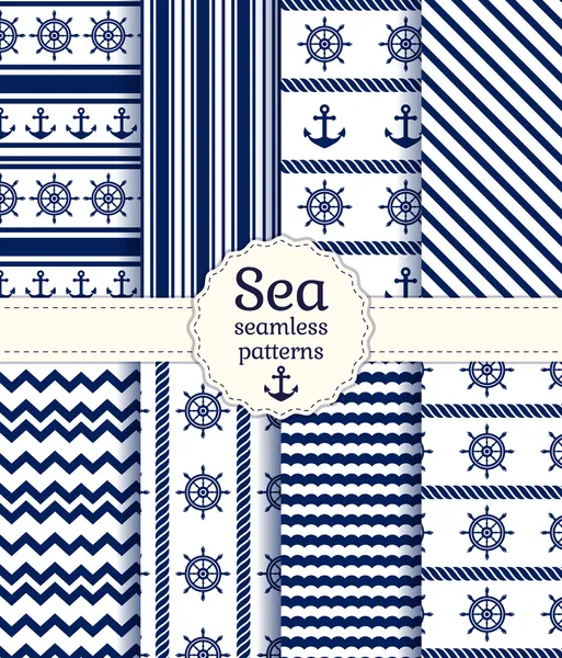 海のシームレスなパターン。ベクトル コレクション. — ストックベクタ