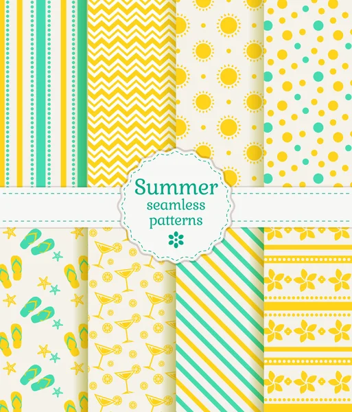 Summer seamless patterns. Vector collection. — Vetor de Stock